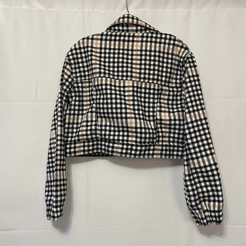Bluenotes Plaid Cropped Jacket Black and Tan Women’s Small - Picture 4 of 5